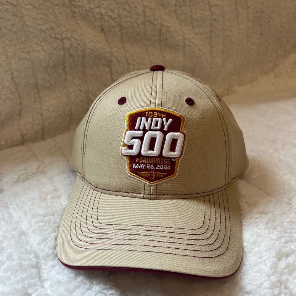 Indy 500 Beige Velcro Adjustable Cap